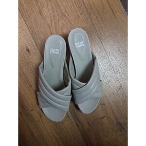 Eileen Fisher Kye Nappa Leather Sandals Puffy Slide Leather, Sz‎ US8.5